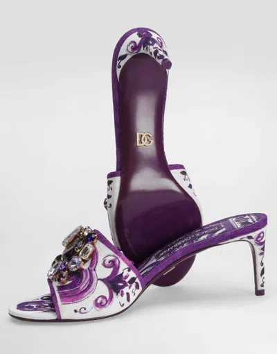 Dolce & Gabbana Brocade Mules With Jewel Embroidery