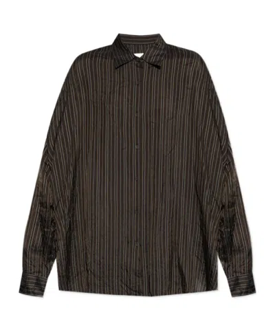 Dries Van Noten Womens Brown Casia Oversized Stripe-print Crepe Shirt In Brown