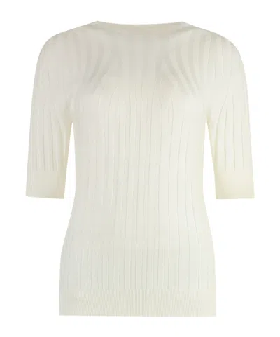 Peserico Women's Lurex Knit T-shirt In White