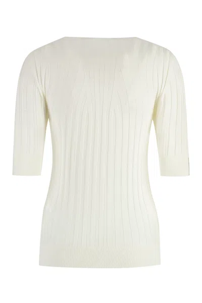 Peserico Women's Lurex Knit T-shirt In White