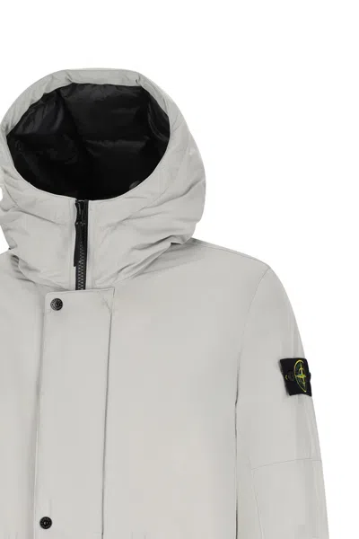 Stone Island Micro Twill Long Parka In Gray