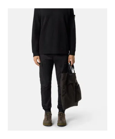 Stone Island Regular-tapered-fit Cargo Pants With Elasticated Waistband In Black