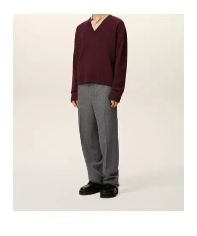 Ami Alexandre Mattiussi Ami Paris Cherry-coloured Wool And Cashmere Sweater Ami De Coeur Men In Burgundy