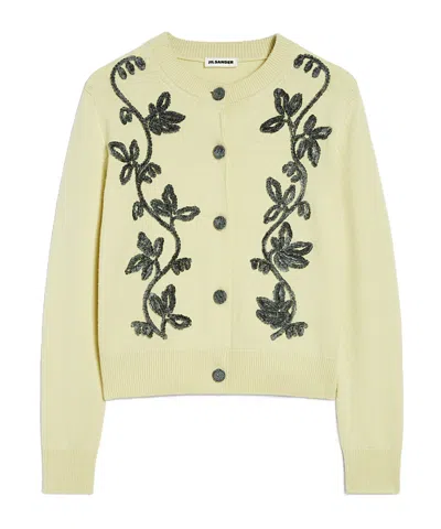 Jil Sander Wool Blend Embroidered Cardigan