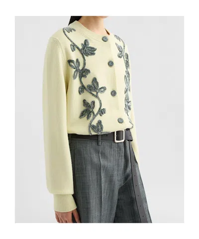 Jil Sander Wool Blend Embroidered Cardigan