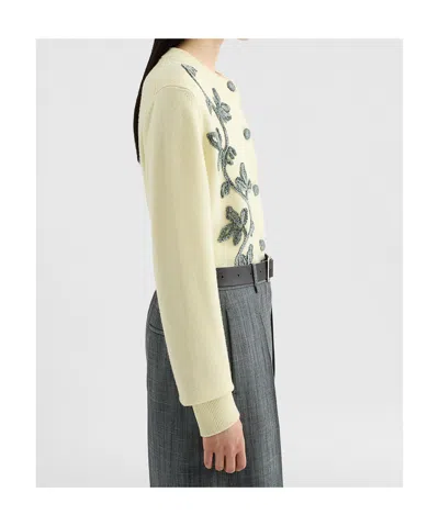 Jil Sander Wool Blend Embroidered Cardigan