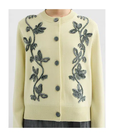 Jil Sander Wool Blend Embroidered Cardigan