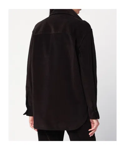 Ferragamo Brown Shirt In Ribbed Velvet Women In Brown