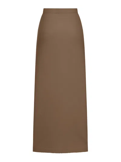 Max Mara Cashmere Midi Skirt In Brown