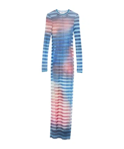 Jean Paul Gaultier Mesh Striped Bodycon Maxi Dress In Multi
