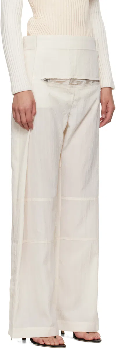 Jean Paul Gaultier Zipper Wide-leg Trousers In White