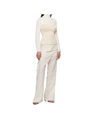 Jean Paul Gaultier Zipper Wide-leg Trousers In White