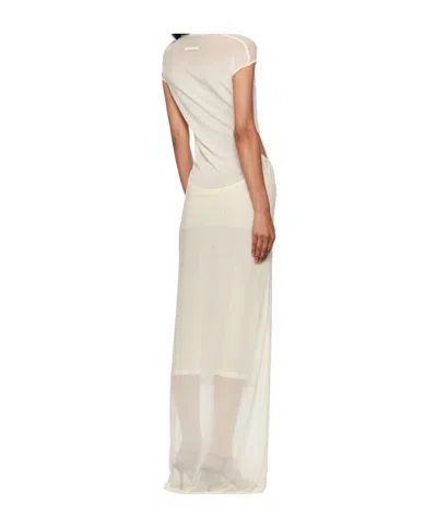Jean Paul Gaultier Off-white Sleeveless Flock Maxi Dress In White