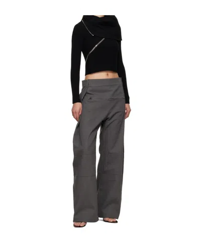 Jean Paul Gaultier Spiral Zipped Cowl-neck Rib Crop Sweater In Black