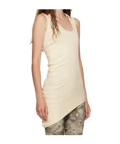 Jean Paul Gaultier Ribbed Twisted Double Layer Piercing Tank Top In Brown