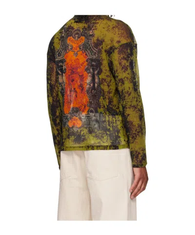 Jean Paul Gaultier Women Medaillon Print Mesh Long Sleeves Top In Multi