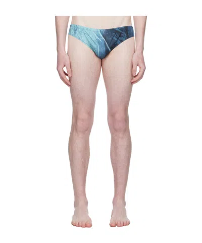 Jean Paul Gaultier Blue Printed Water Swim Briefs In Multi