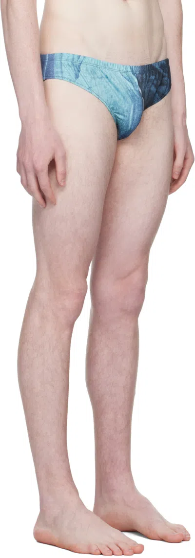 Jean Paul Gaultier Blue Printed Water Swim Briefs In Multi