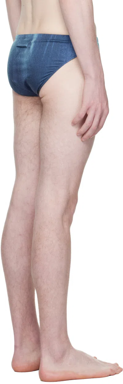 Jean Paul Gaultier Blue Printed Water Swim Briefs In Multi