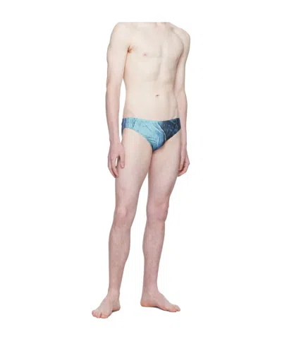 Jean Paul Gaultier Blue Printed Water Swim Briefs In Multi