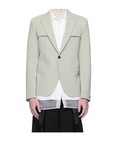 Jean Paul Gaultier Gray Twill Blazer In White