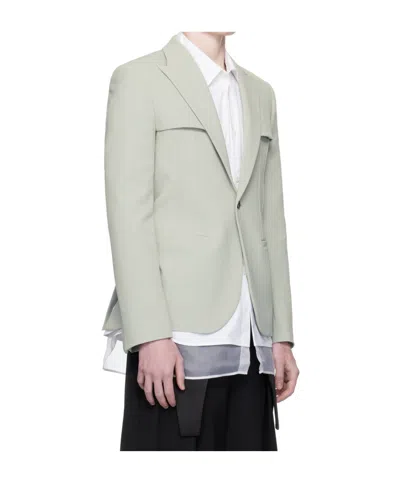 Jean Paul Gaultier Gray Twill Blazer In White
