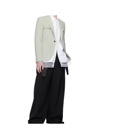 Jean Paul Gaultier Gray Twill Blazer In White