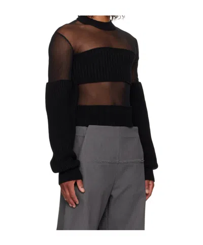 Jean Paul Gaultier Black Mesh Cut Out Details Top In Black