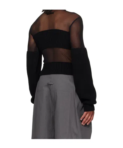 Jean Paul Gaultier Black Mesh Cut Out Details Top In Black