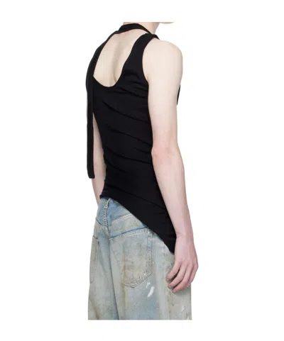 Jean Paul Gaultier Ribbed Twisted Double Layer Piercing Tank Top In Black