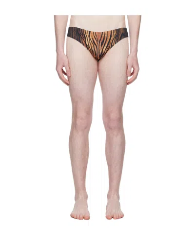 Jean Paul Gaultier Printed Swimming Briefs In Multi