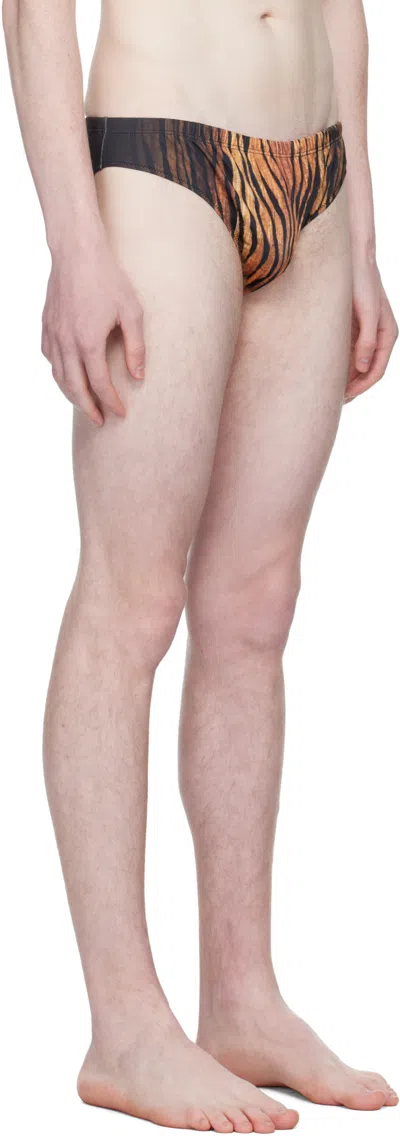Jean Paul Gaultier Printed Swimming Briefs In Multi