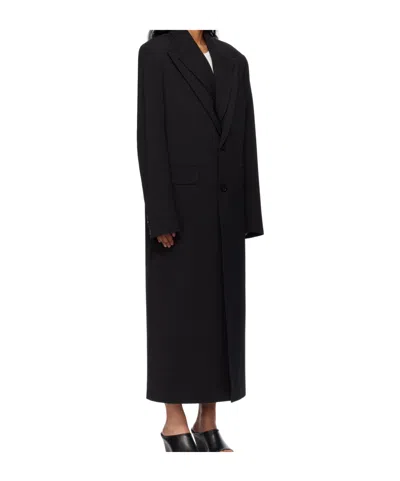 Jean Paul Gaultier Long Length Notch Lapel Coat With Side Pockets In Black