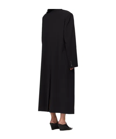 Jean Paul Gaultier Long Length Notch Lapel Coat With Side Pockets In Black