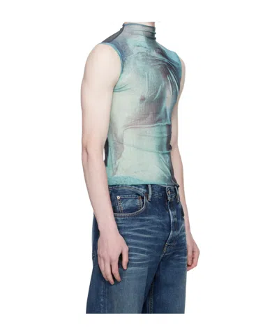 Jean Paul Gaultier Blue Printed Water Turtleneck In Blue