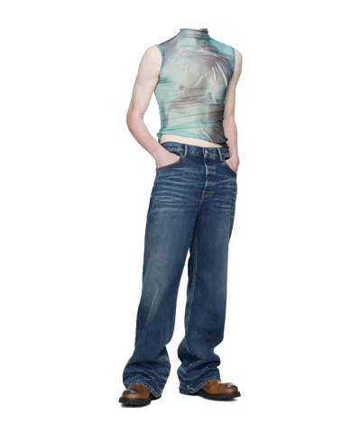 Jean Paul Gaultier Blue Printed Water Turtleneck In Blue