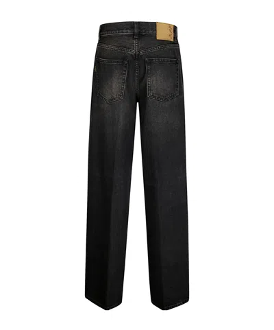 Haikure High-waisted Wide-leg Jeans With Vintage Faded Finish In Black