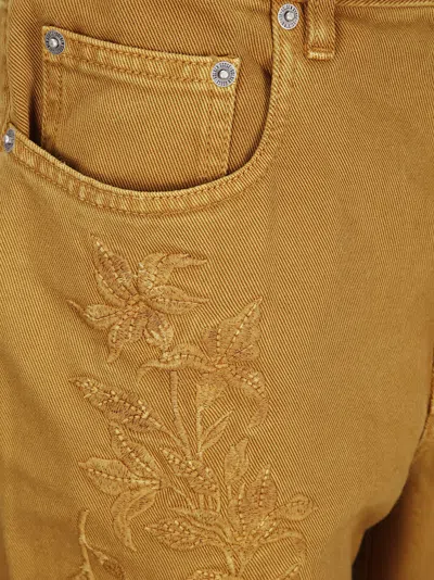 Golden Goose Journey Ws Pant Kim Long Leg Garment Dyed Embroid In Brown