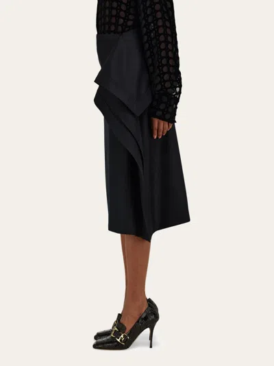 Ferragamo Asymmetric Skirt With Peplum Detail In Black