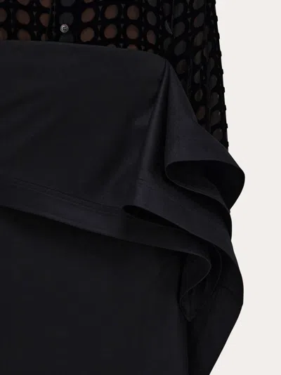 Ferragamo Asymmetric Skirt With Peplum Detail In Black