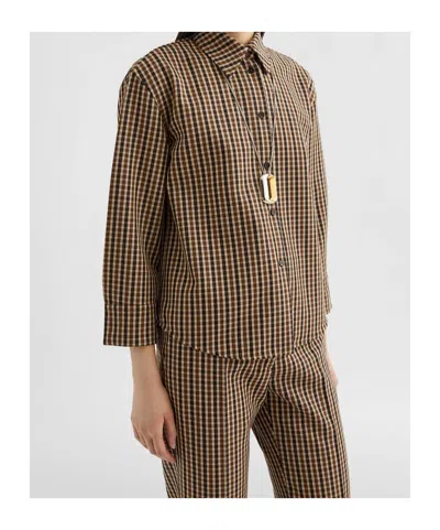 Jil Sander Wool Shirt In Brown