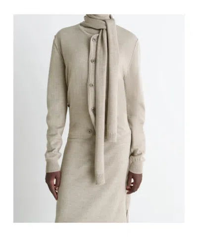 Lemaire Twisted Cardigan With Scarf In Neutral