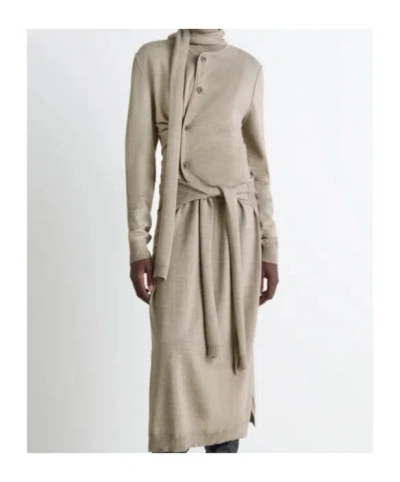 Lemaire Twisted Cardigan With Scarf In Neutral