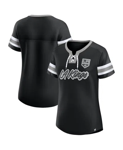 Fanatics Women's Black Los Angeles Kings Iconic Athena Lace-up T-shirt