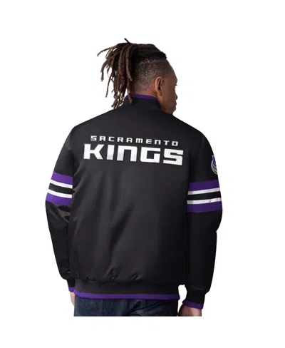 Starter Men's Black Sacramento Kings Scout Varsity Satin Full-snap Jacket In Black