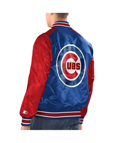 Starter Men's Royal/red Chicago Cubs Varsity Satin Full-snap Jacket In Blue