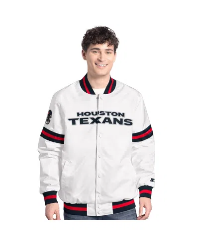 Starter Men's White Houston Texans Scout Full-snap Varsity Jacket In White