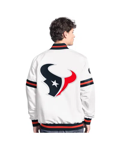 Starter Men's White Houston Texans Scout Full-snap Varsity Jacket In White