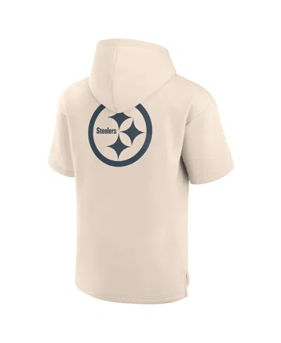 Fanatics Men's Cream Pittsburgh Steelers Elements Future Ground Lettering Short Sleeve Pullover Hoodie In Neutral