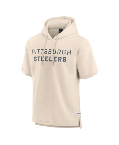Fanatics Men's Cream Pittsburgh Steelers Elements Future Ground Lettering Short Sleeve Pullover Hoodie In Neutral